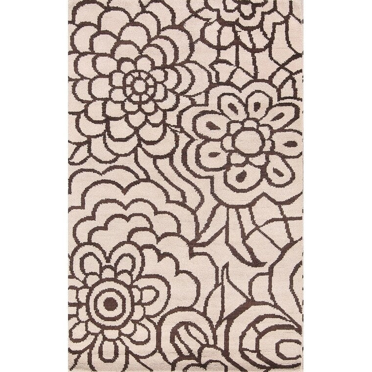 Handmade Wool Transitional Floral Moroccan Oushak Indian Oriental Area 710 X 50