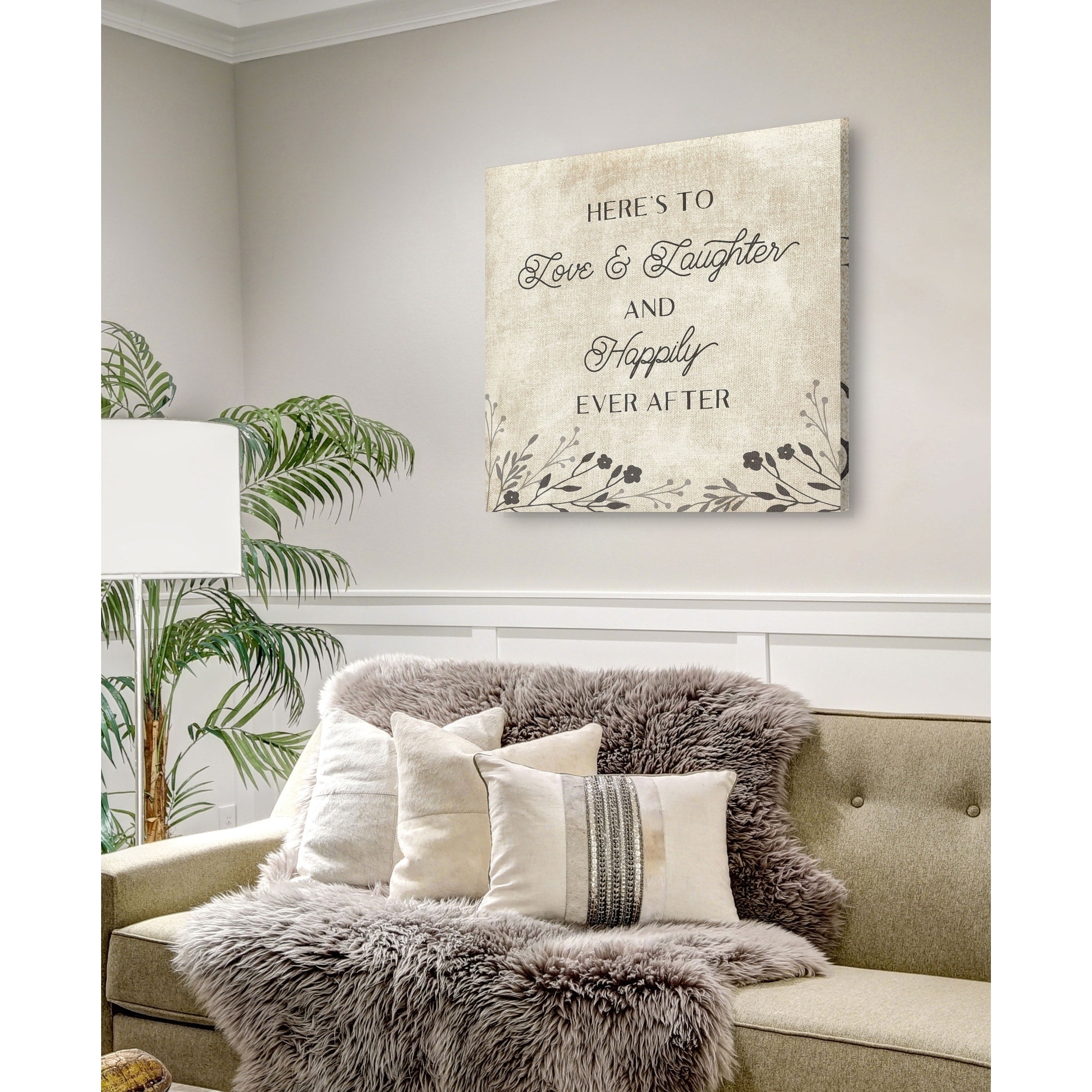 Happy Ever After Gallery Wrapped Canvas Yellow Blue Green Red Black White