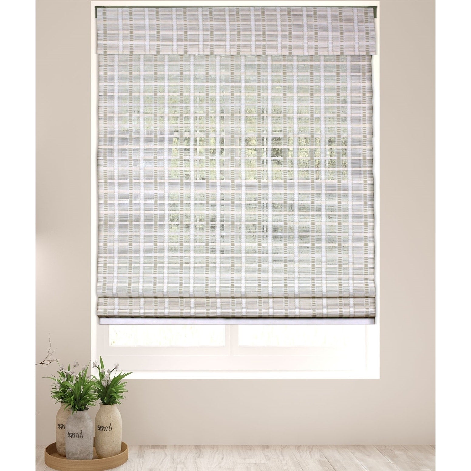 Arlo Blinds Cordless Lift Whitewash Bamboo Shades With 74 Inch Height