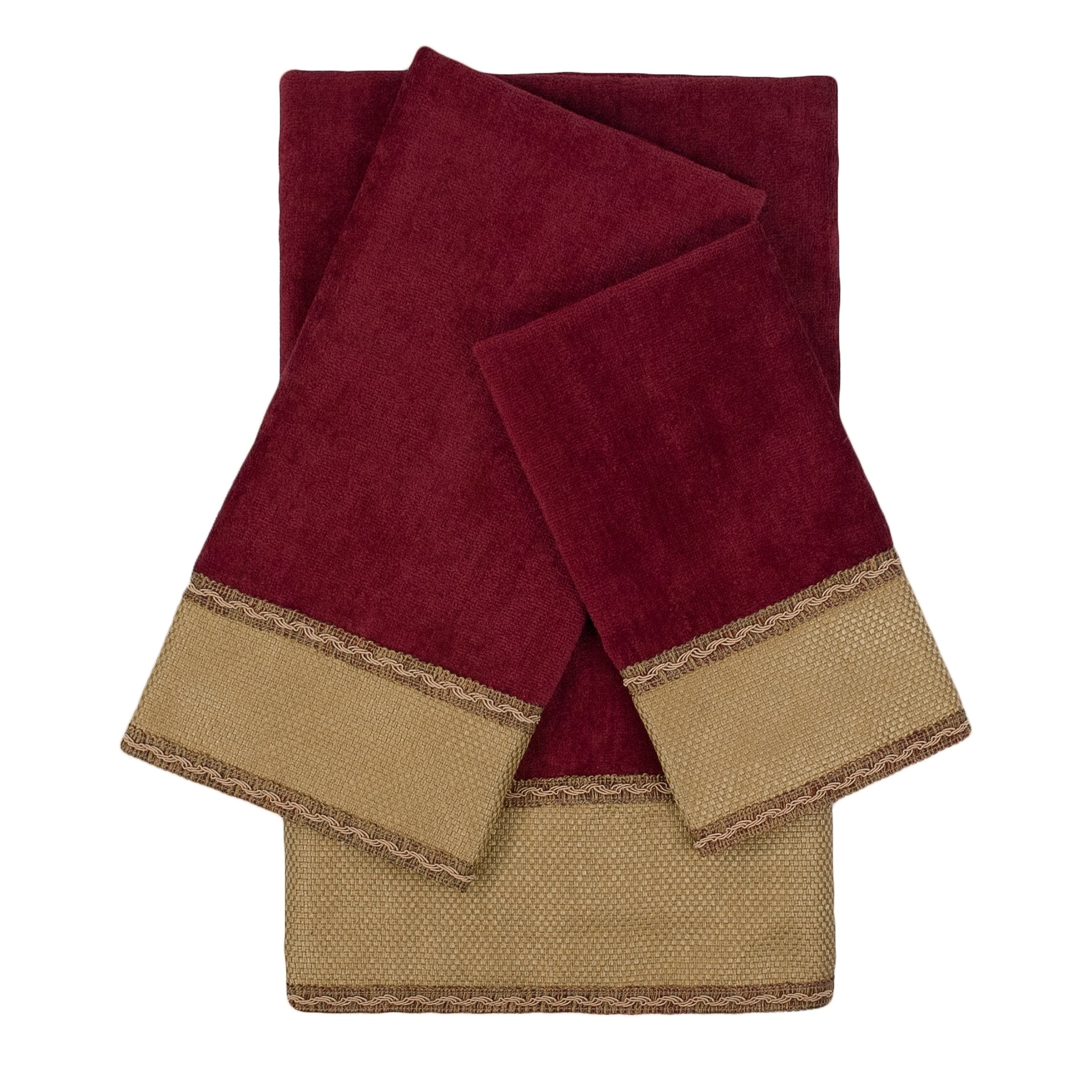 Sherry Kline Frontier Red 3 Piece Embellished Towel Set 13 X 18 X 0.5 16 X 25 X 0.5 25 X 48 X 0.5