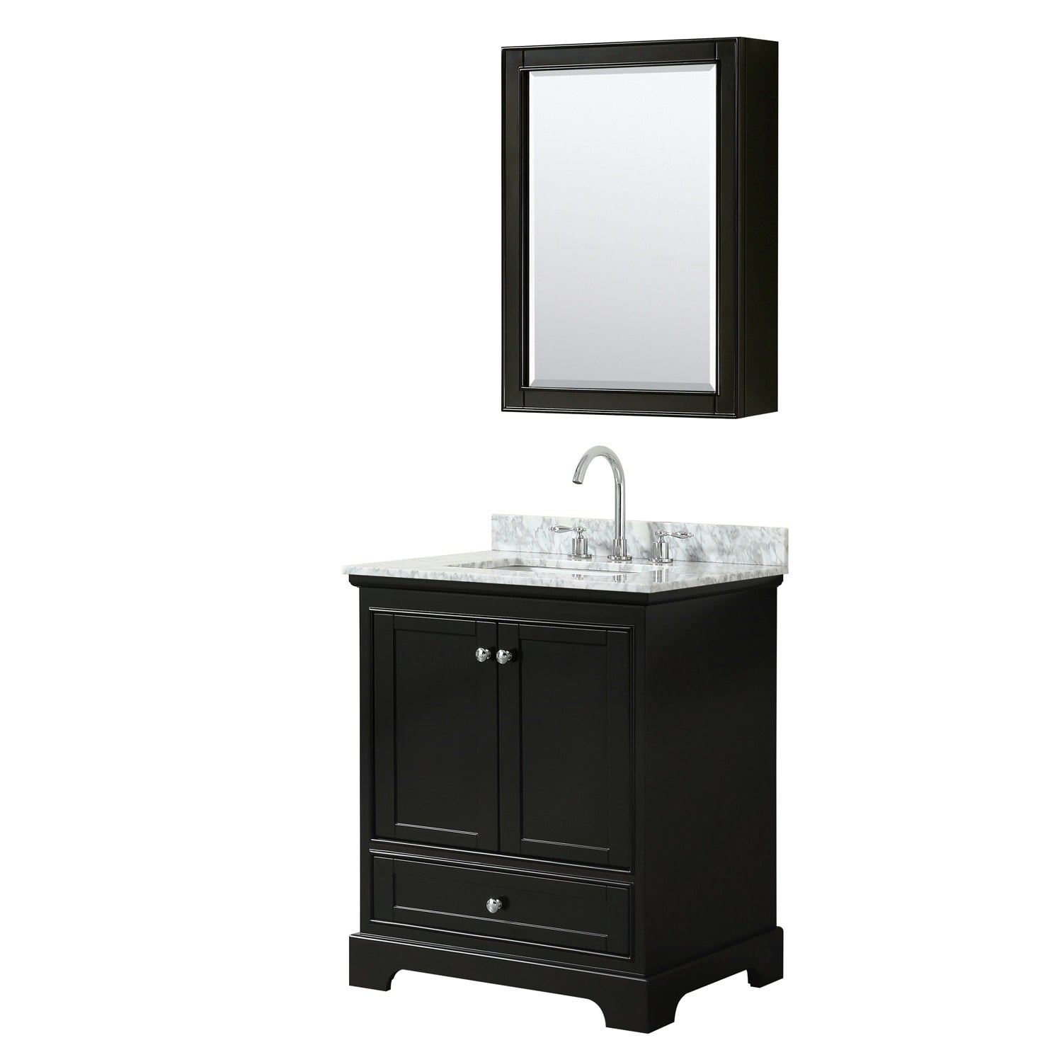Deborah 30 Inch Dark Espresso Single Vanity Square Sink Med Cab