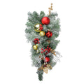 24 Red And Gold Flocked Artificial Xmas Teardrop Swag Unlit