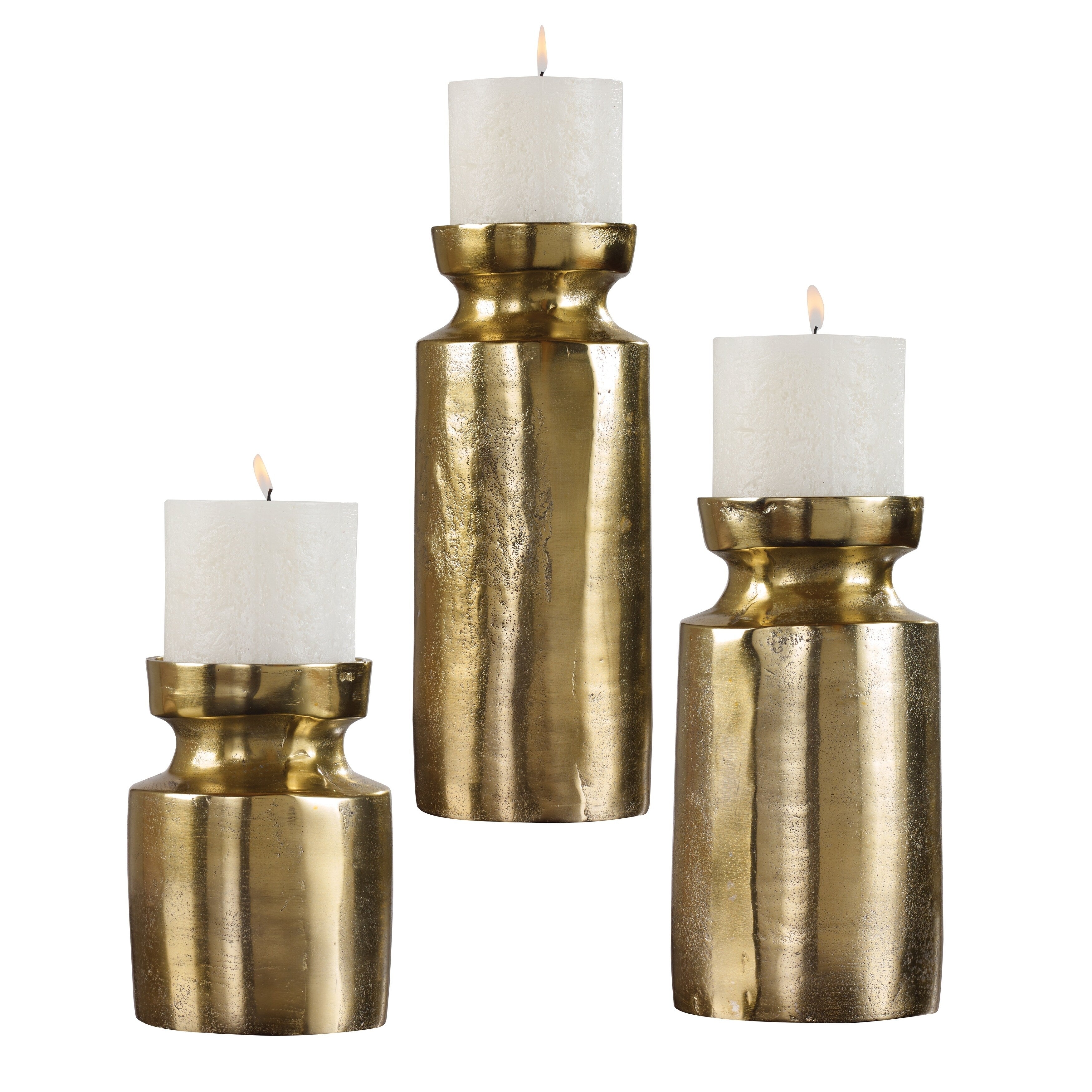 Uttermost Amina Antique Brass Candleholders Set Of 3