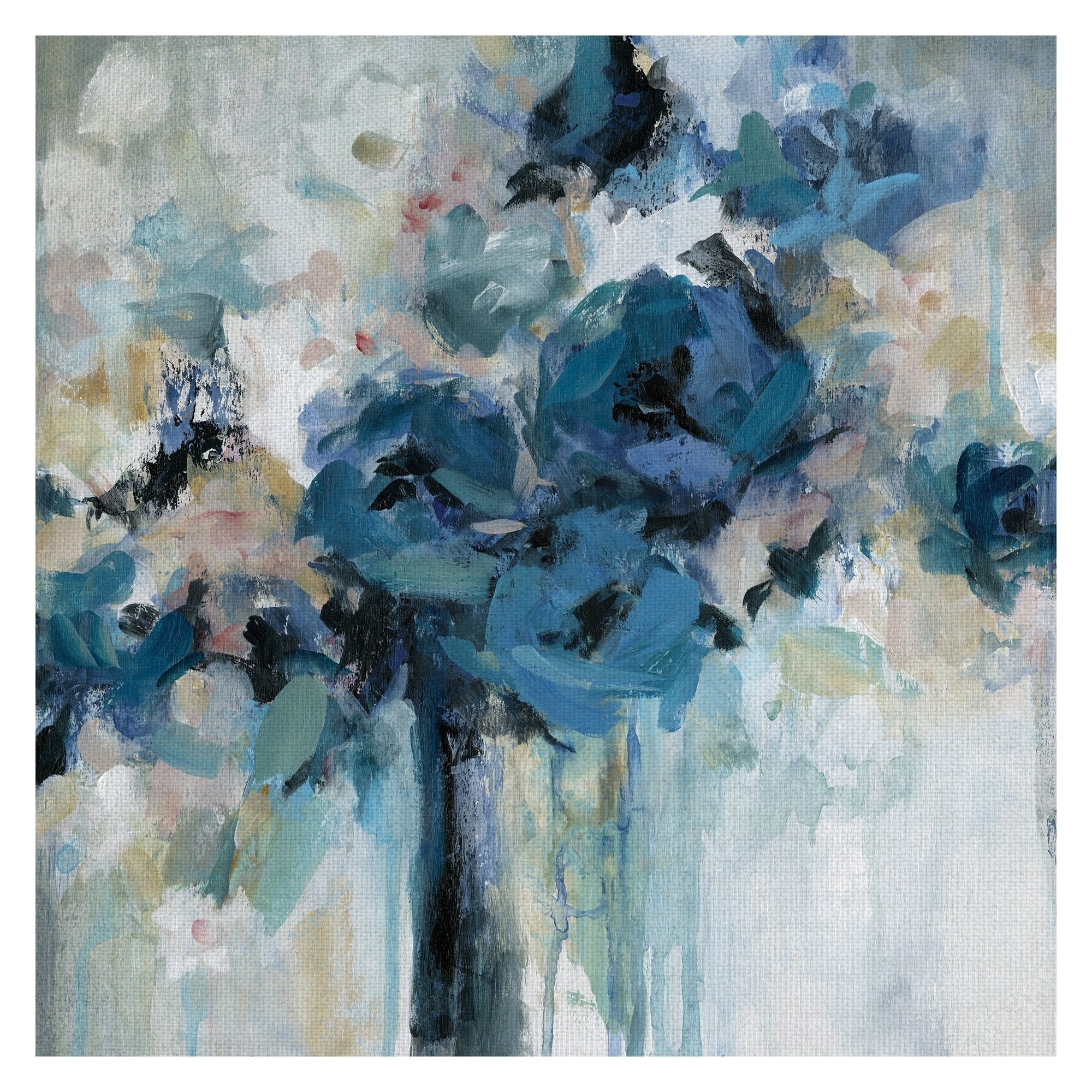 Midnight Splash Blue Flower Bouquet By Carol Robinson Wrapped Canvas Painting Art Print
