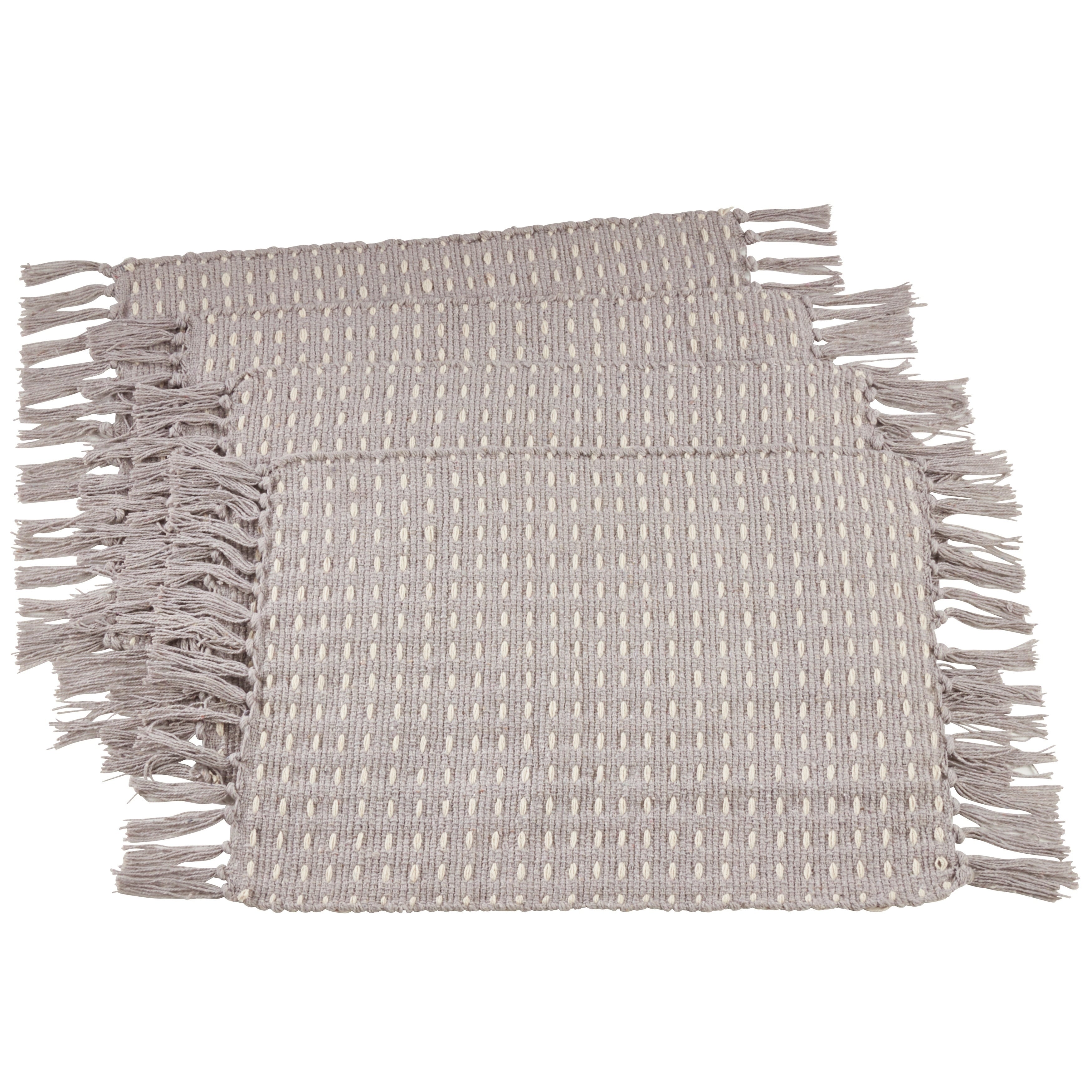Saro Lifestyle Cotton Placemats With Dashed Woven Design Set Of 4