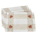 Saro Lifestyle Hommage Brode Collection Ivory Embroidered Leaf Design Hemstitch Placemats Set Of 4