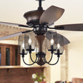 Slatin 52 Inch 5 Light Lighted Ceiling Fan With Mesh Shade Candelabra Chandelier Includes Remote And Light Kit