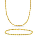 Miadora 10K Yellow Gold Rope Chain Necklace And Bracelet Set 3 Mm