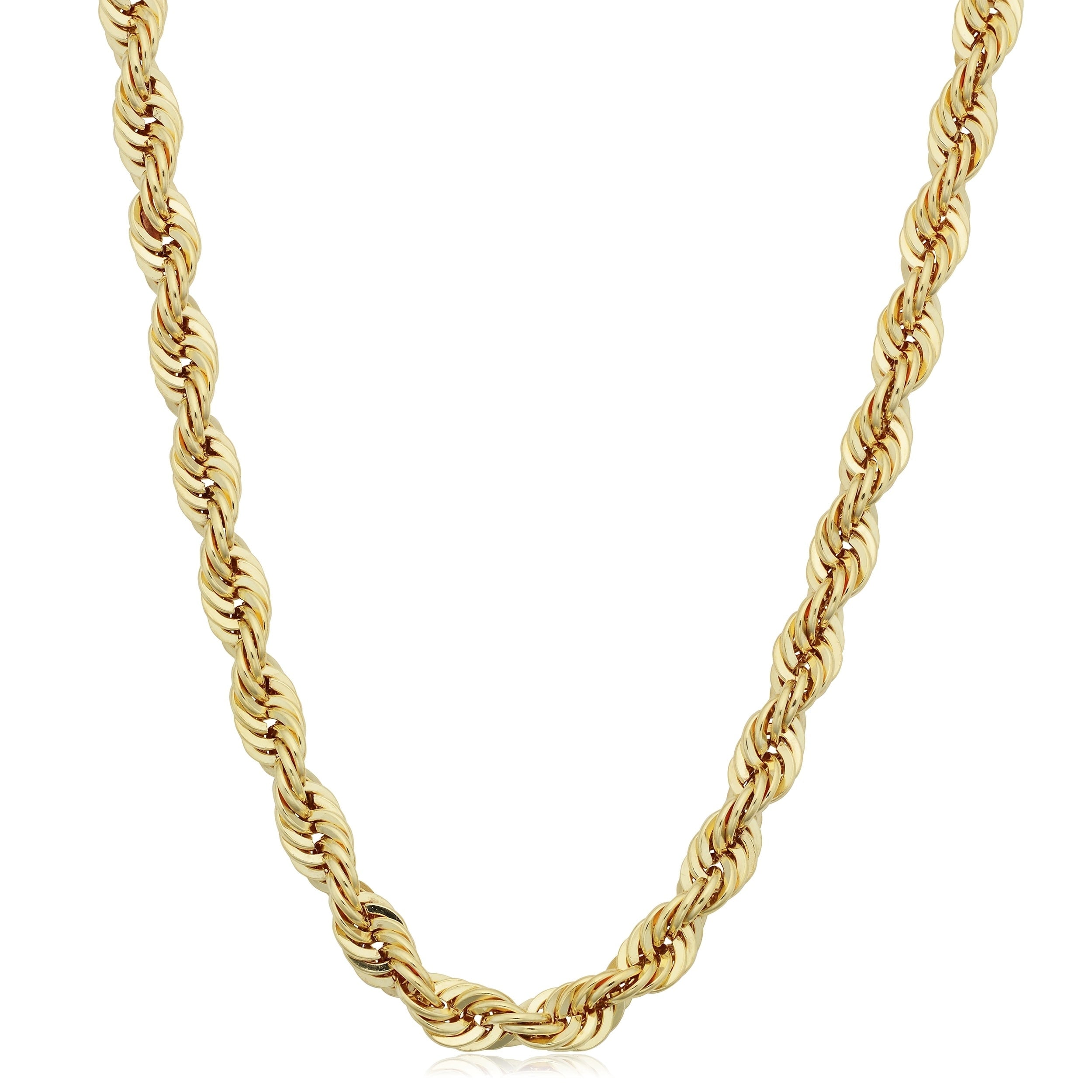 14K Yellow Gold 5 Millimeter Rope Chain Necklace For Men 20 30 Inches