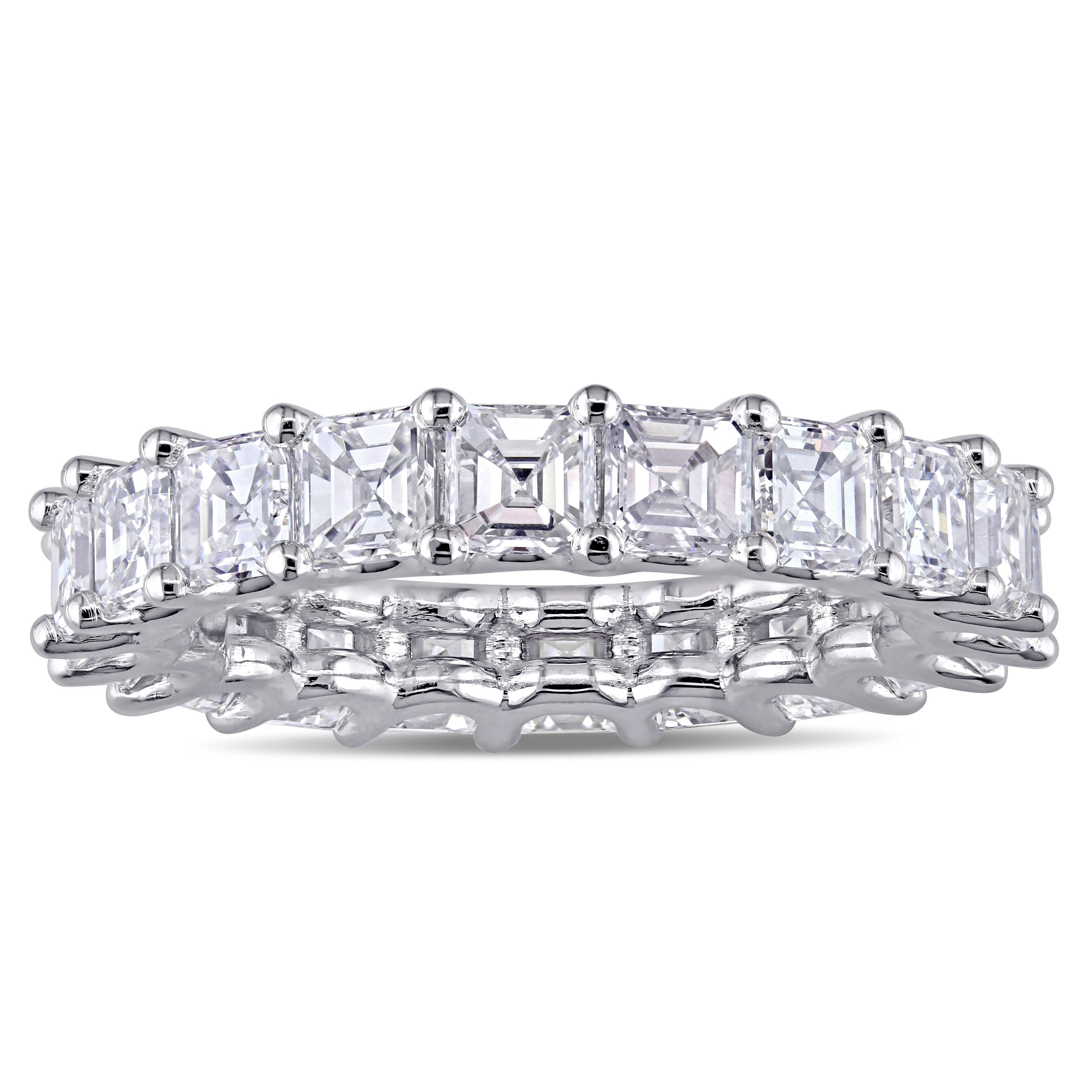 Miadora 18K White Gold 4 1 10Ct Tdw Asscher Cut Diamond Eternity Band Ring