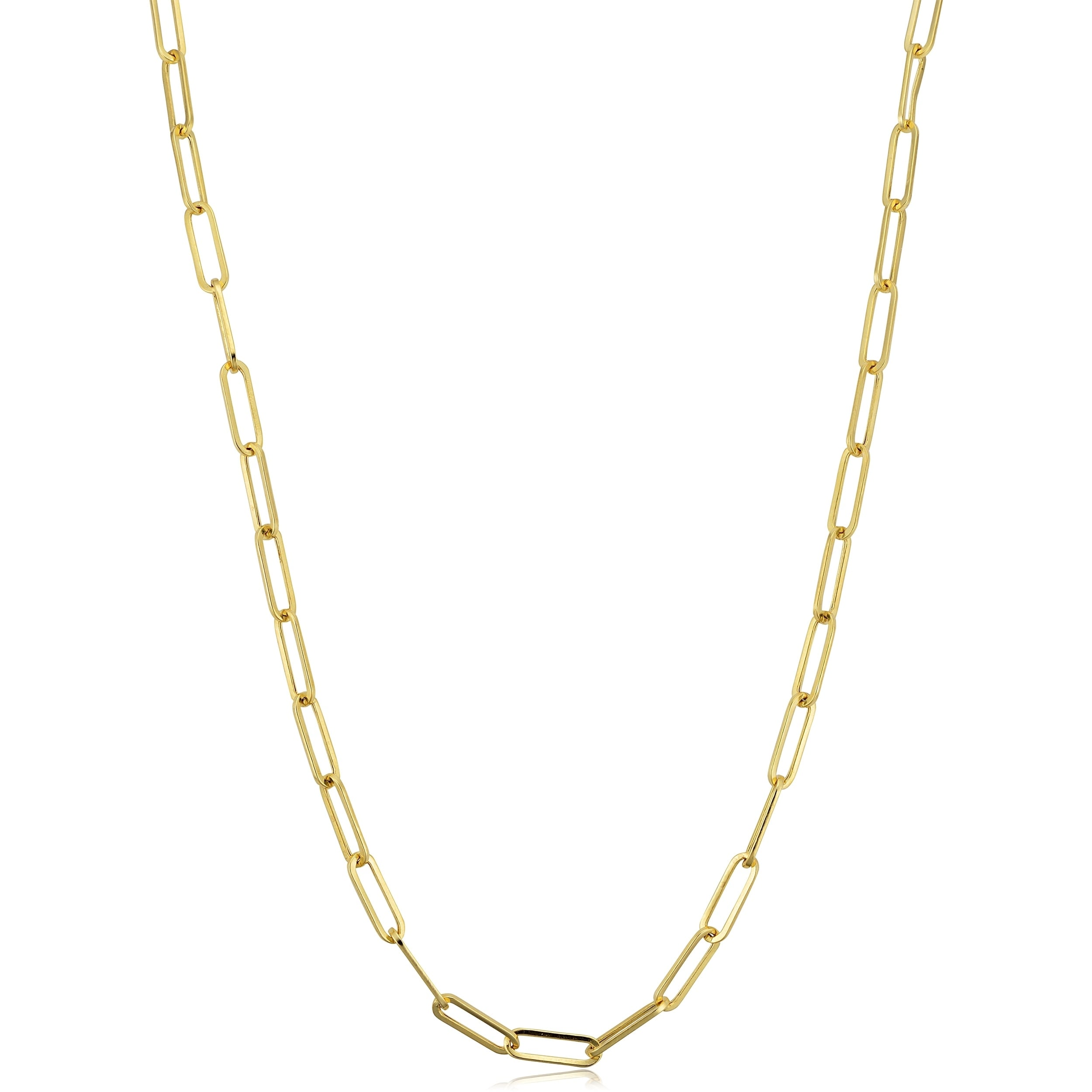 14K Yellow Gold 3 Millimeter Paperclip Chain Necklace
