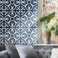 Nador In Navy Blue White Handmade 8X8In Moroccan Tile 12 Pack