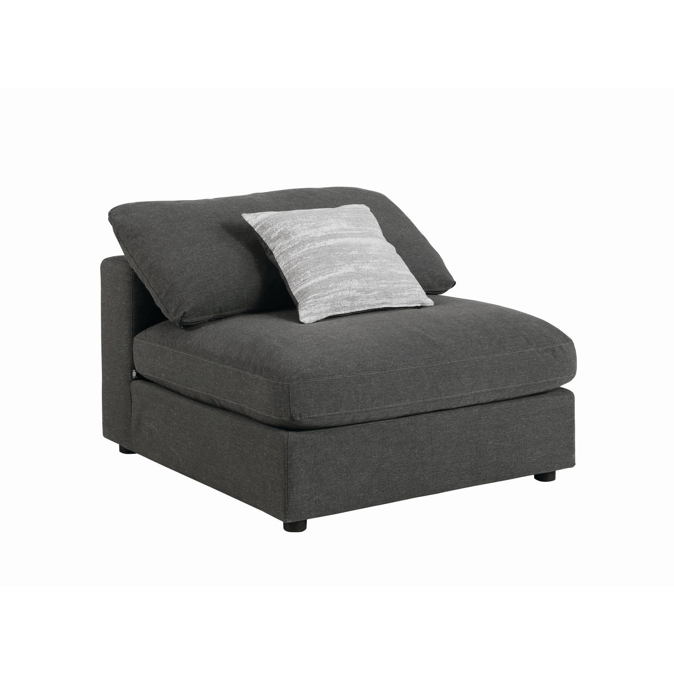 Fabric Upholstered Wooden Armless Chair With Loose Cushion Seat Gray