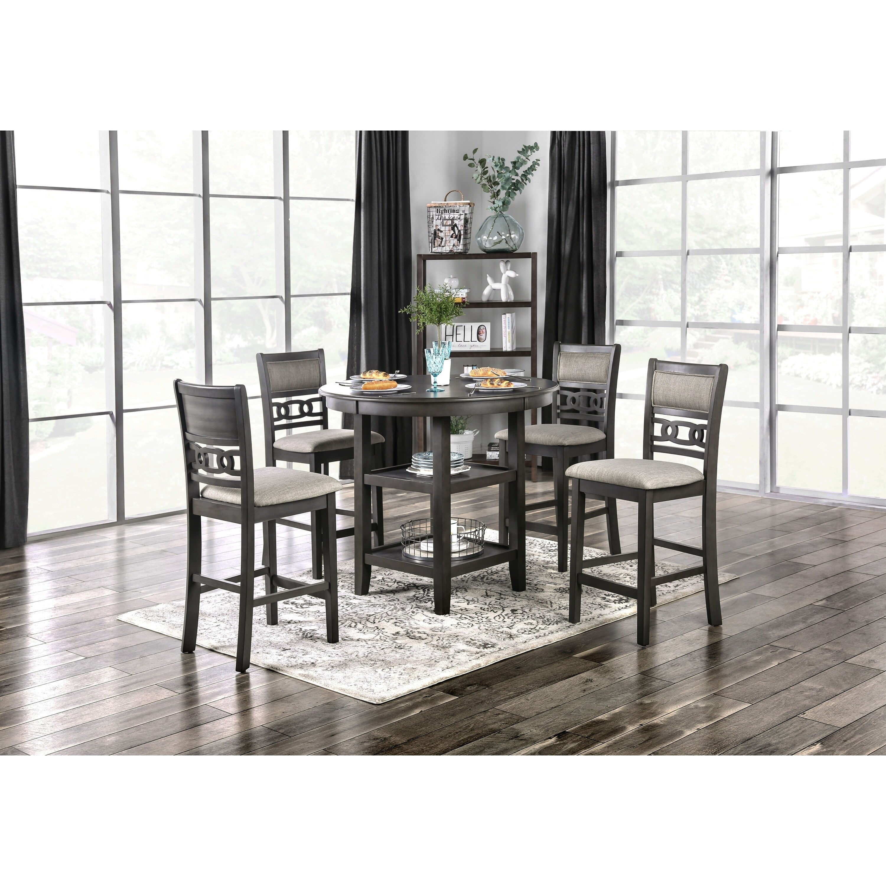Eilis Transitional Grey 5 Piece Dining Set By Foa