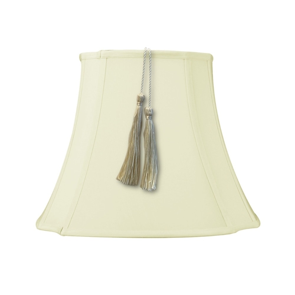 7X12X12 French Oval Piped Tassel Lampshade Eggshell Shantung Fabric