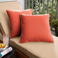 Havenside Home Roah Melon Coral Orange With Ivory With Canvas Ivory Indoor Outdoor Square Pillows Set Of 2