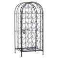 Homcom 35 Bottle Wrought Iron Wine Rack Jail With Lock Black