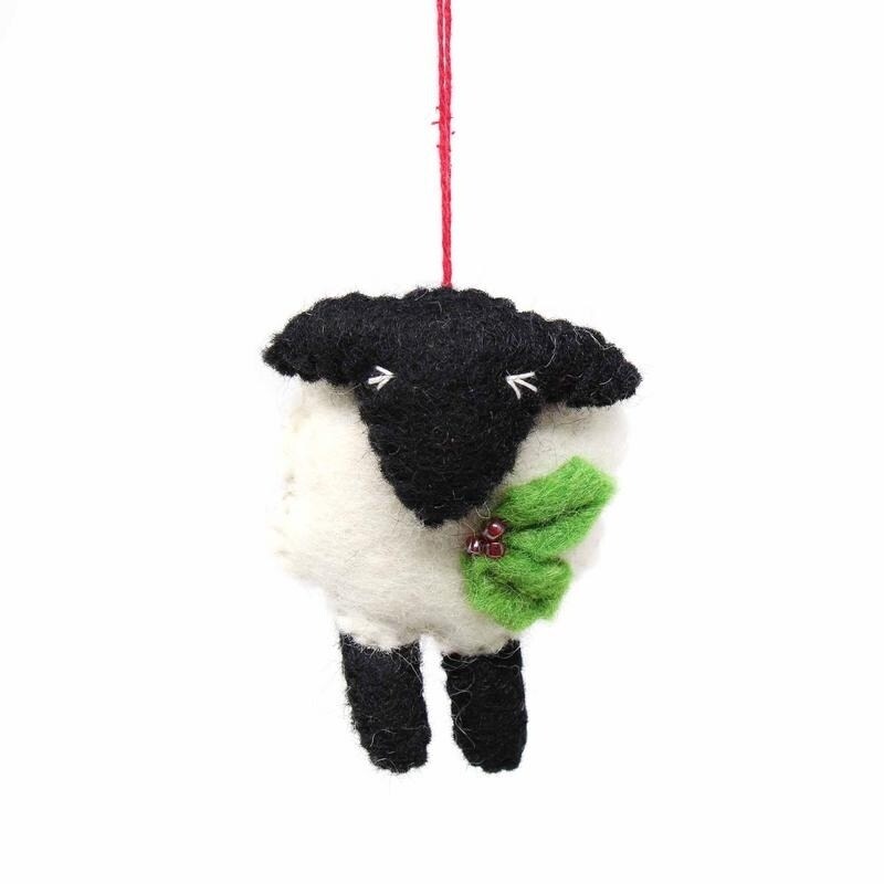 Handmade Felted Wool Christmas Ornament Sheep