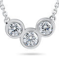 1 3 4Ct Diamond 3 Stone Bezel Pendant 14K White Gold 18 Lobster Clasp Lab Grown
