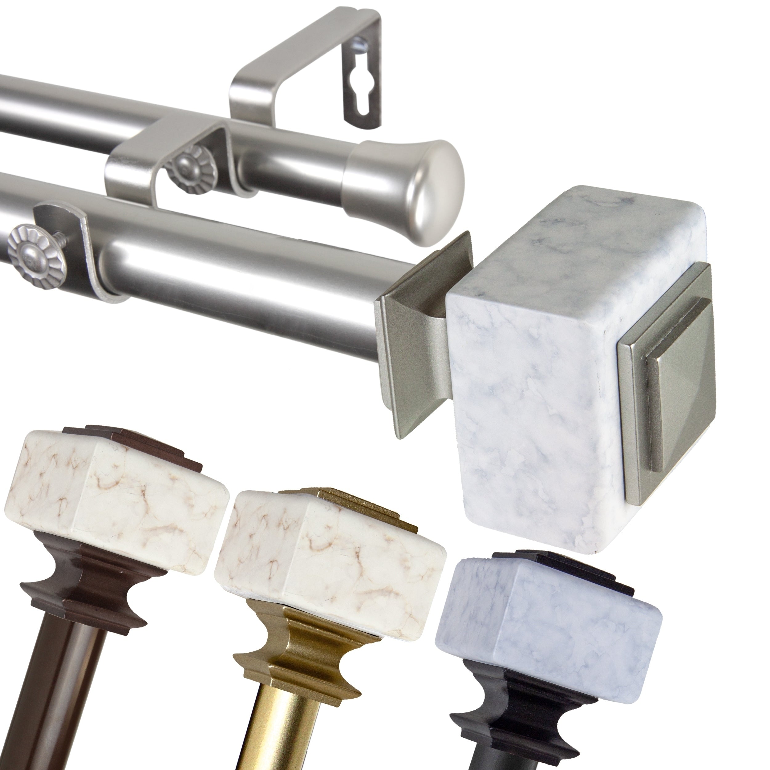 Instyledesign Gabriella 1 Inch Diameter Adjustable Double Curtain Rod