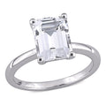Miadora 10K White Gold Emerald Cut Created White Sapphire Solitaire Engagement Ring