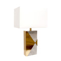 Pasargad Home Triumph Collection Grey Marble And Gold Metal Modern Table Lamp With E27 Bulb And White Shade On Off Switch N A