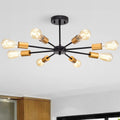 Bianna Matte Black Gold 8 Light Semi Flush Mount Light
