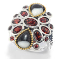 Pinctore 925 Sterling Silver Red Garnet White Buffalo Ring