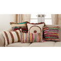 Chindi Throw Pillow With Multi Colored Design