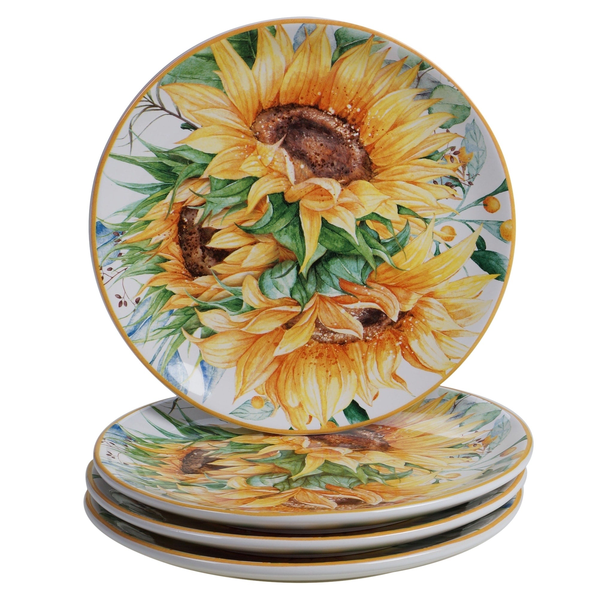 Certified International Sunflower Fields 9 Inch Salad Dessert Plates Set Of 4