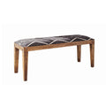 Fabric Upholstered Wooden Bench With Tapered Legs Brown And Blue