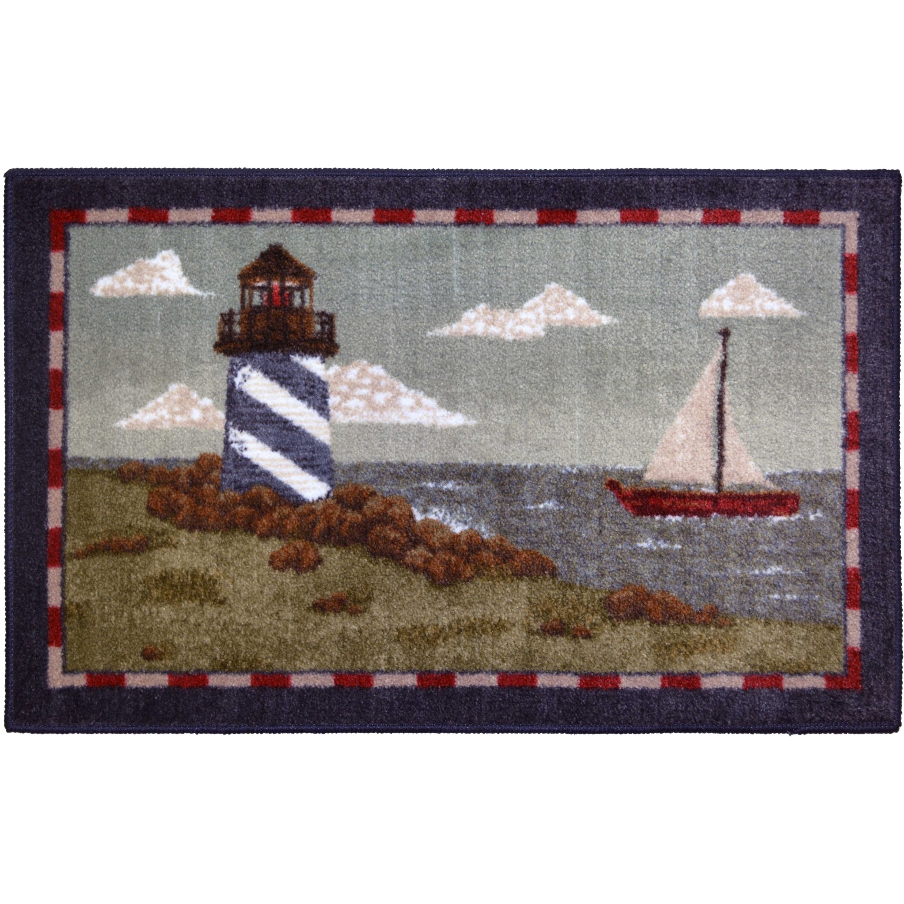 Seaside Rocky Bay Lighthouse Rug 20 X34