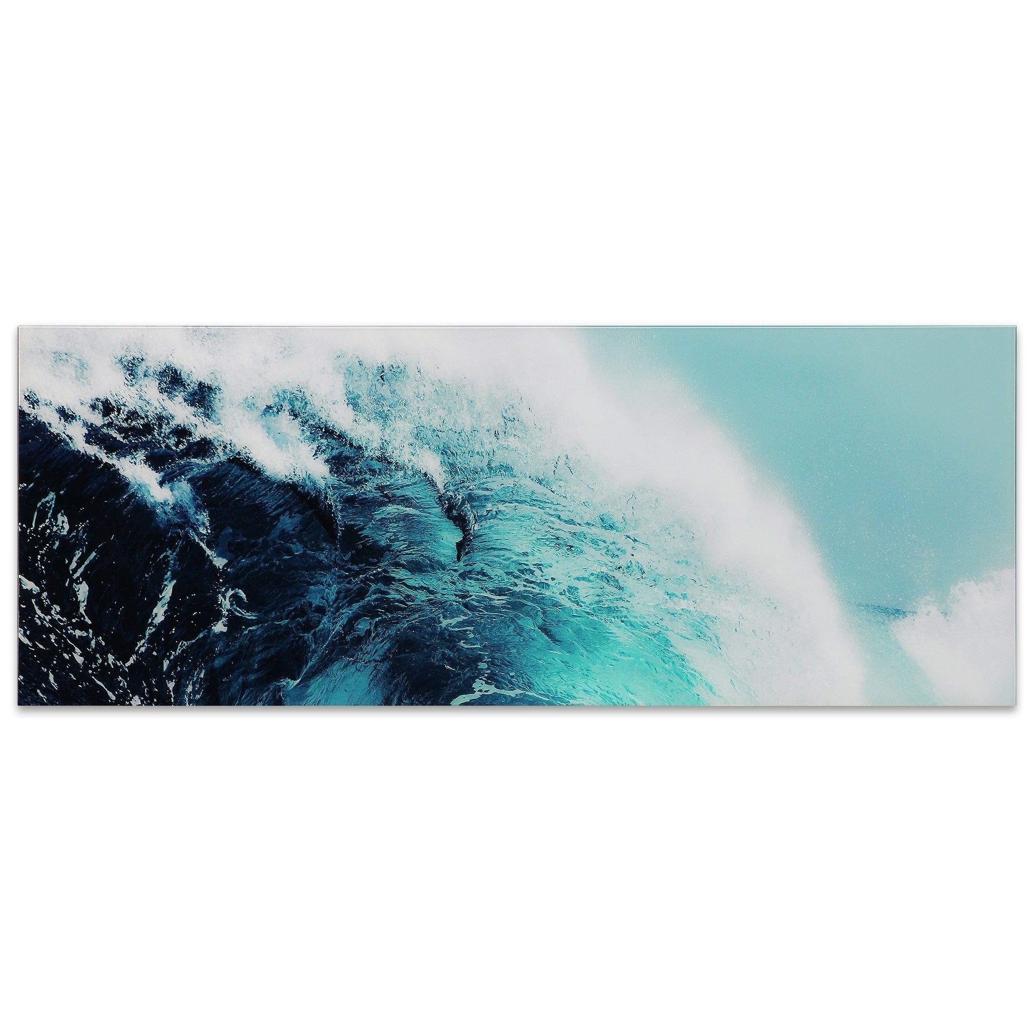 Blue Wave 1 Unframed Free Floating Tempered Glass Wall Art