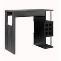 Transitional Style Wooden Bar Table With 3 Tier Side Shelves Gray