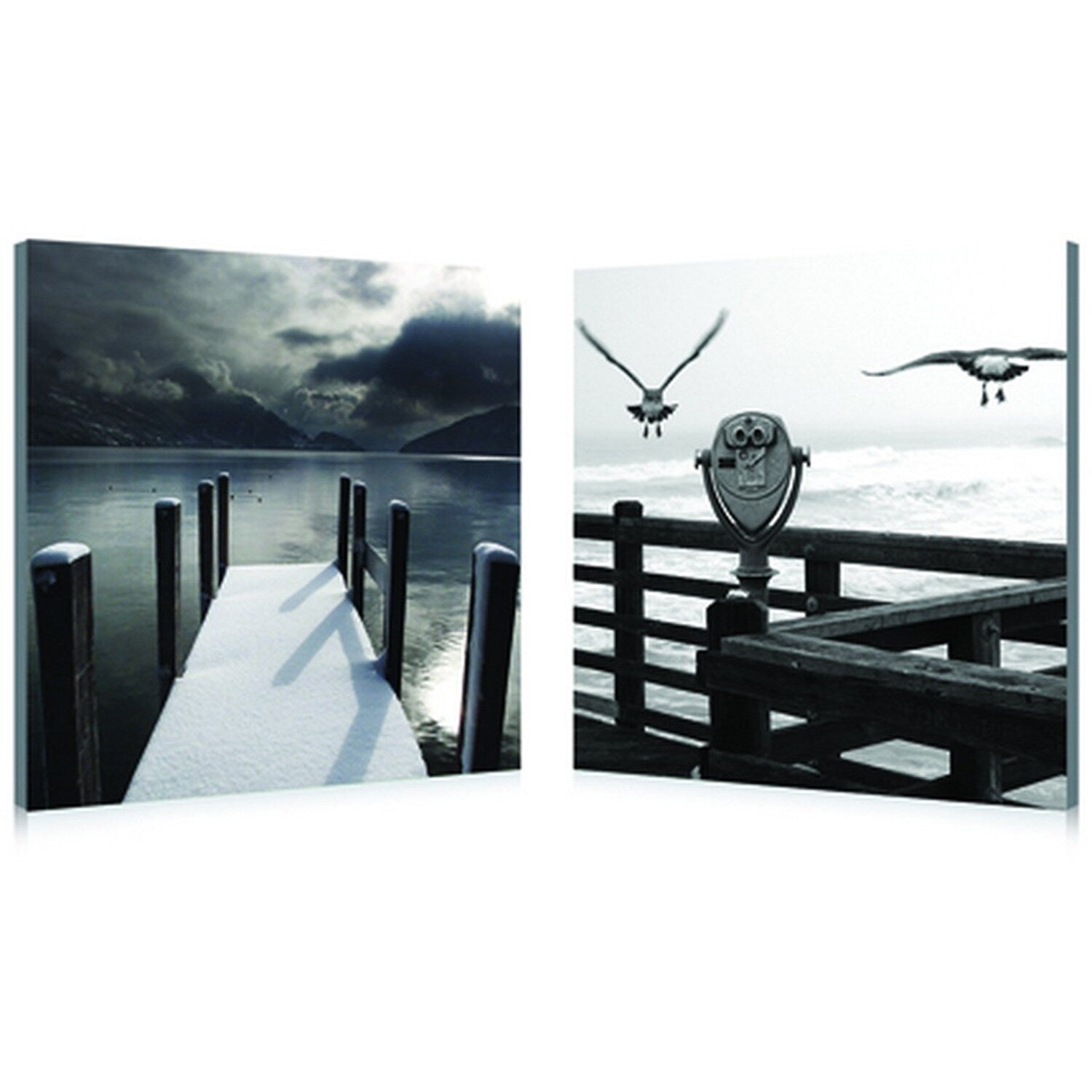 Lake Lookout Frameless Canvas Wall Art Black White