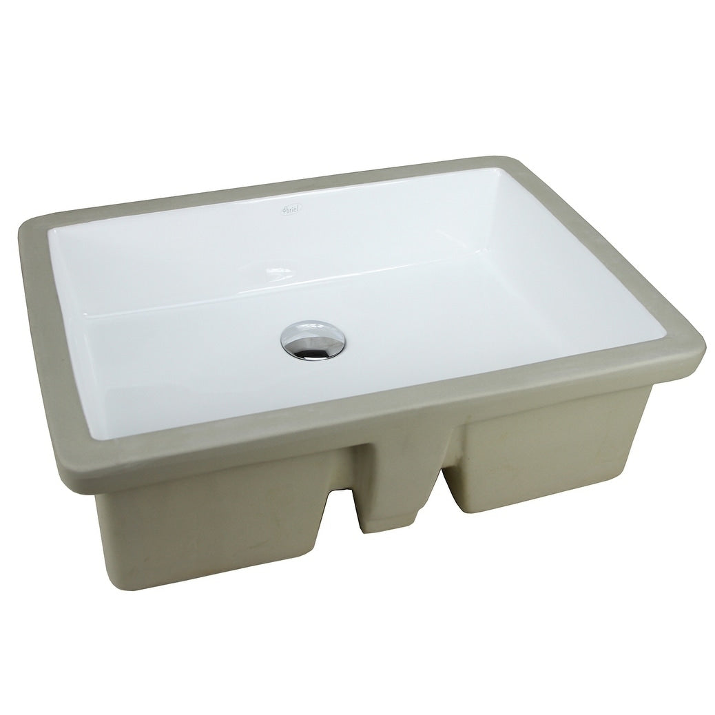 Large Ariel 22 Inch Rectangular Undermount Vitreous Ceramic Lavatory Vanity Bathroom Sink Pure White