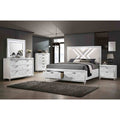 Led 2 Drawers Bed Nightstand W Usb Port Dresser Mirror Chest Bedroom Set White Finish