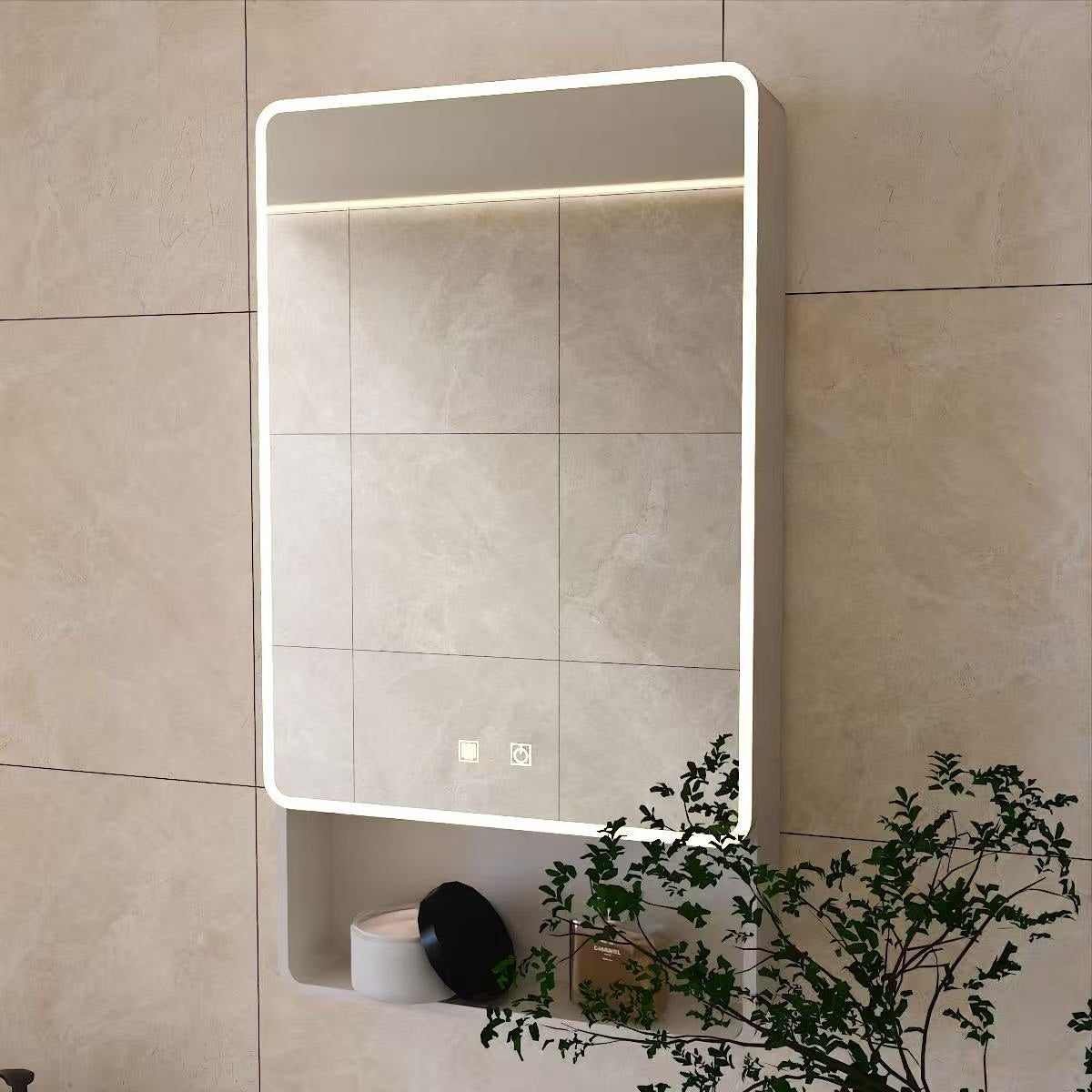 Led Bathroom Medicine Cabinet With Single Color Warm Light Anti Fogging Easy To Install Aluminum Plastic Cabinet 19.69 35.43