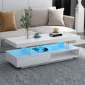 Led Coffee Table With Storage Modern Center Table With 2 Drawers And Display Shelves