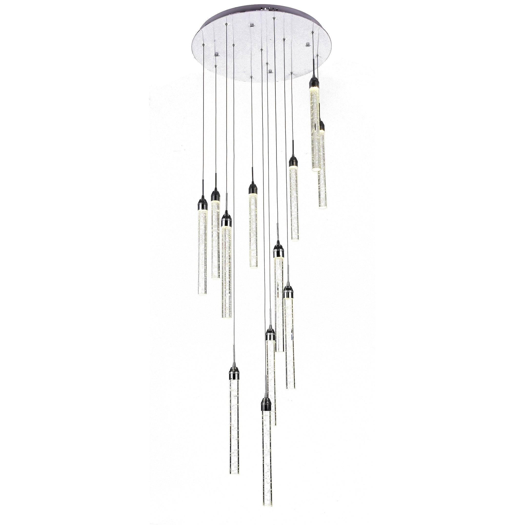 Led Crystal Pendant Lighting With Chrome Steel Frame
