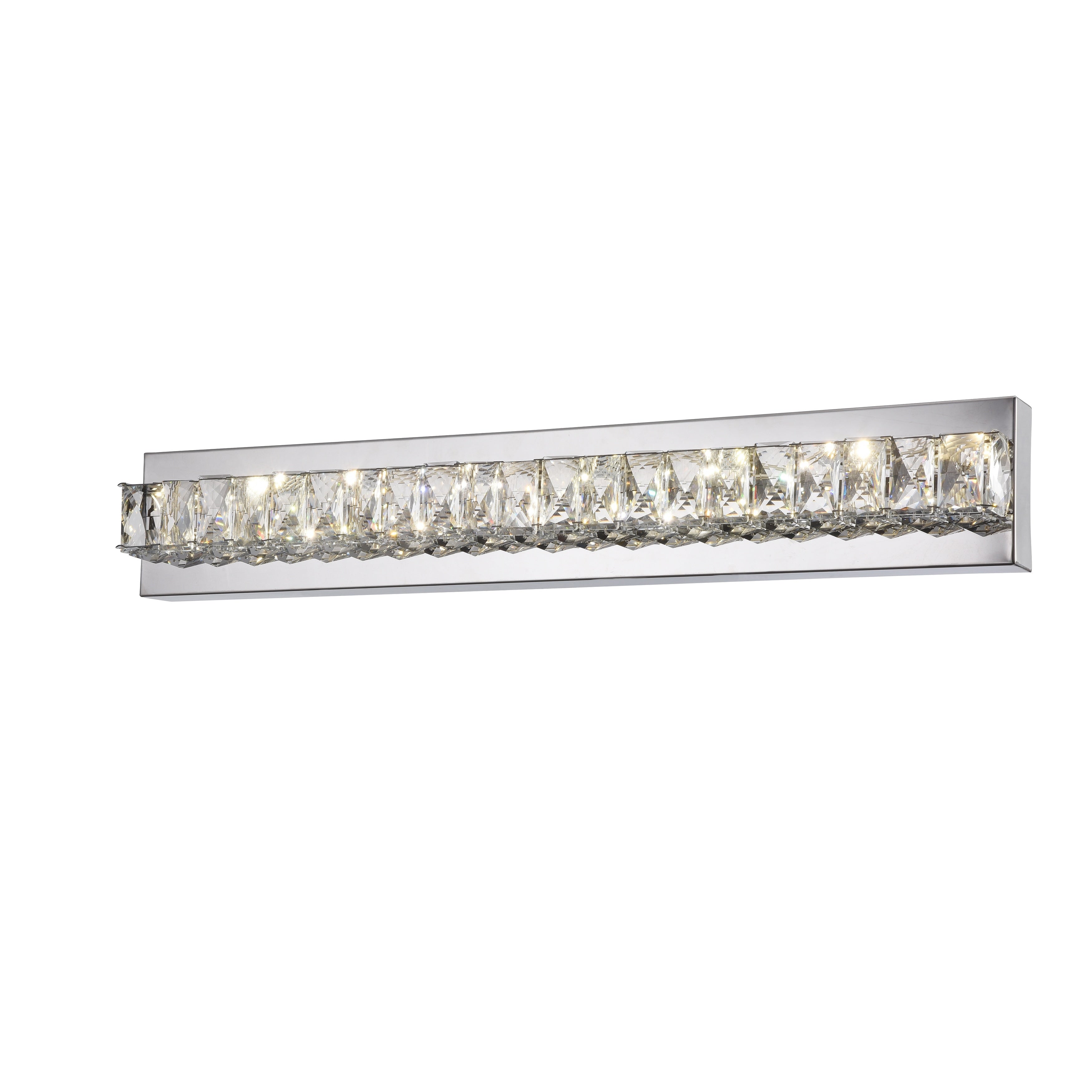 Led Crystal Wall Sconce With Chrome Metal Frame