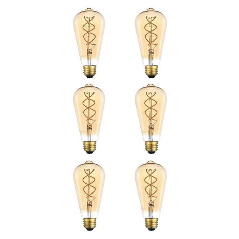 Led Decorative Helix Vertical 2000K Nostalgic Filament 6 Watts 300 Lumens Amber Tint St18 Light Bulb N A