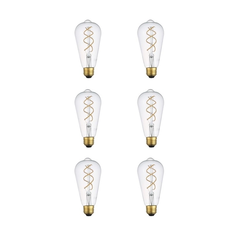Led Decorative Helix Vertical 3000K Filament 6 Watts 420 Lumens St18 Light Bulb Clear N A