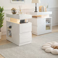 Led End Table With Power Outlet High Glossy Sofa Side Table Small Nightstand With Charging Station For Living Room