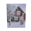 Led Fiber Optic Lighted Red Snowy Barn House Christmas Wall Art 15.75 X 12 White