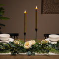 Set 2 Gold Glittered Flameless Taper Christmas Candles 12