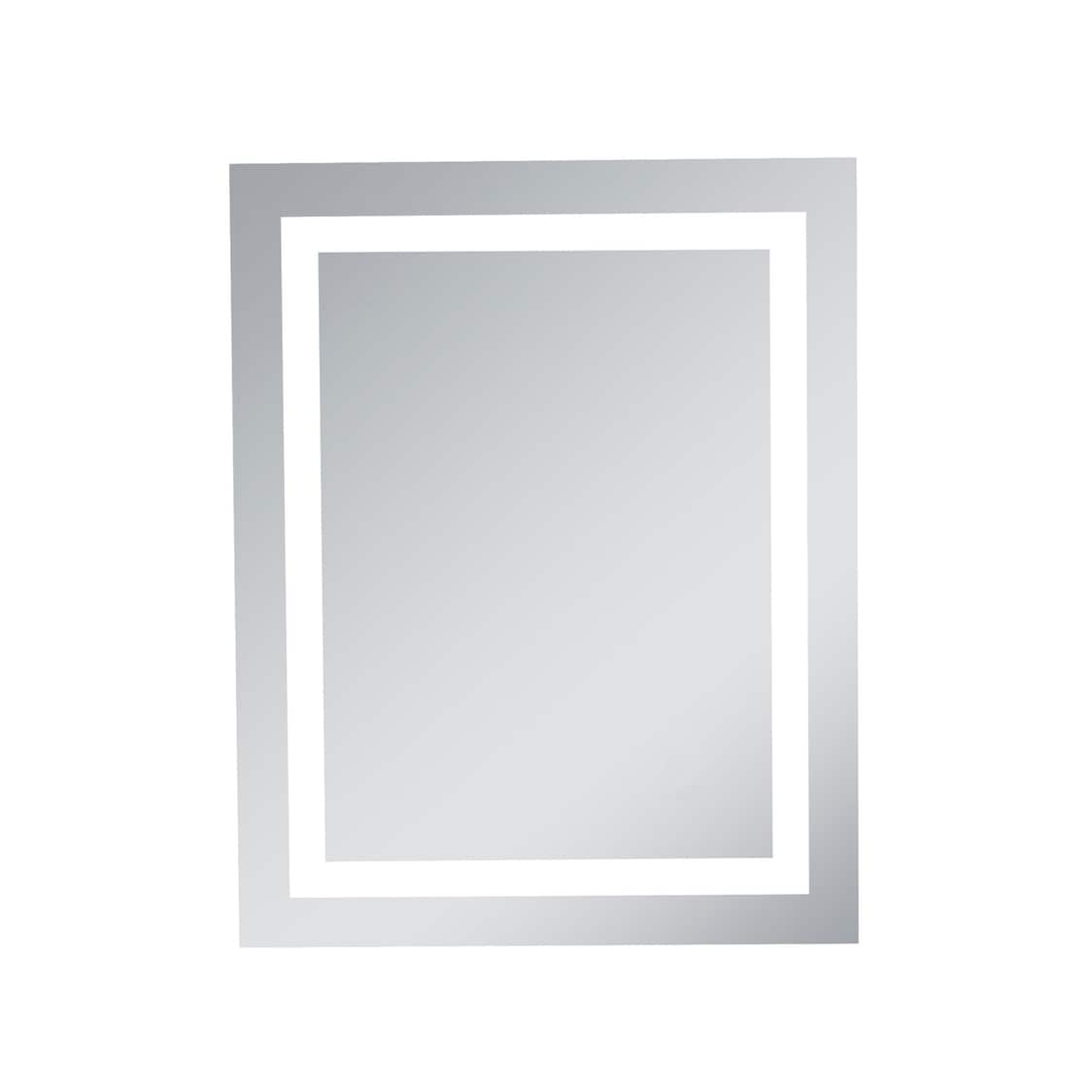 Led Hardwired Mirror Rectangle W24 H30 Dimmable 5000K Silver