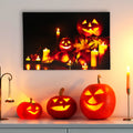 Led Lighted Halloween Jack O Lanterns Fall Harvest Canvas Wall Art 15.75 X 23.5 Yellow