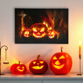 Jack O Lanterns In A Cemetery Halloween Led Lighted Canvas Wall Art 23.5 X 15.5 Black