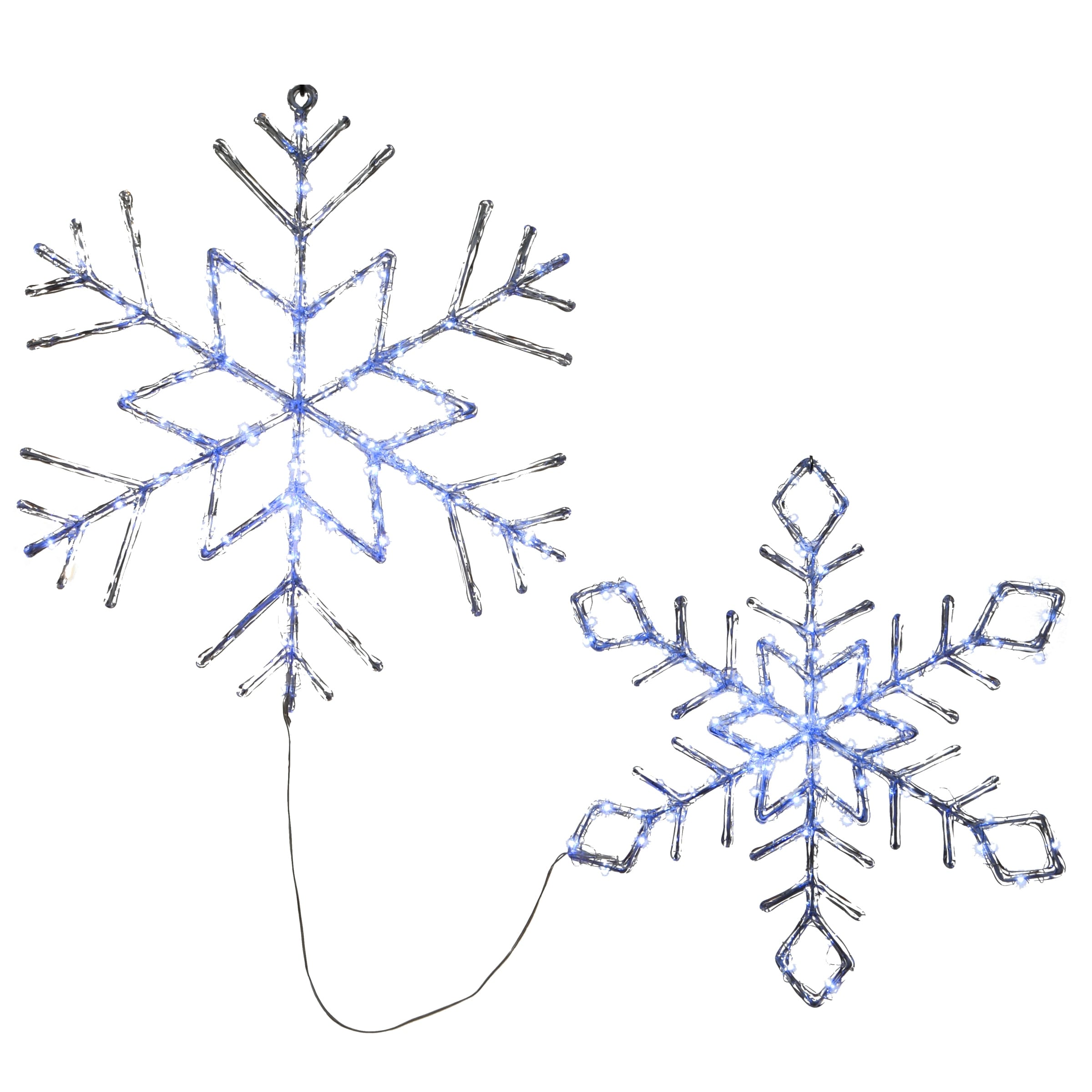 Led Light Ice Crystal Snowflakes Set Of 2 White